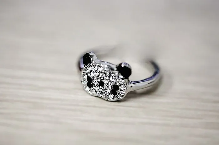 Panda Rhinestone Ring