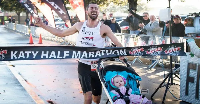 Dad Wins Half-Marathon While Pushing A Stroller With His Baby