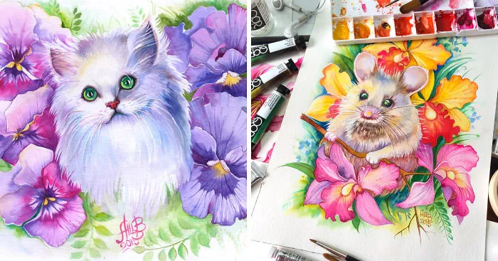 I Turn Peoples' Pets Into Beautiful Watercolour Portraits