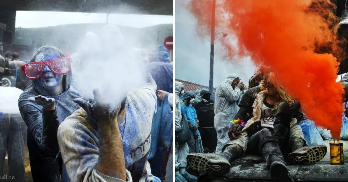 I Participated In A Colored Flour War In Galaxidi, Greece