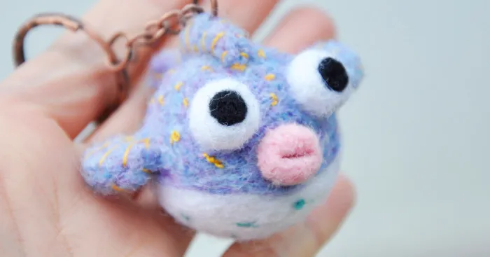 I Made This Felted Pufferfish Keychain