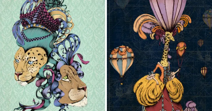 I Illustrated Animals Inspired By Baroque And Rococo Styles