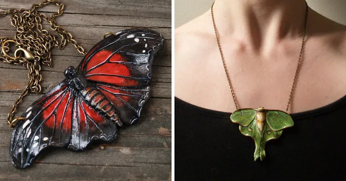 I Create Bird And Butterfly Necklaces Out Of Polymer Clay