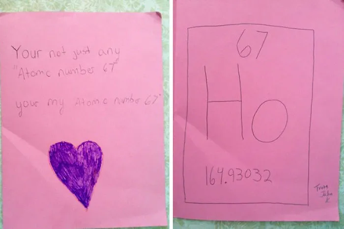 My Son's Chemistry Teacher Asked Him To Make A Valentine's Day Card Related To Chemistry