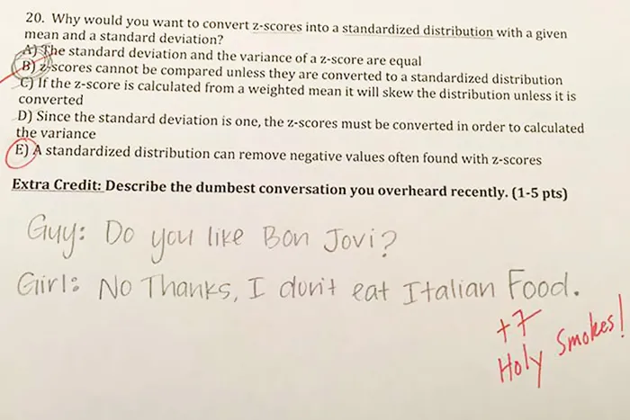 Statistics Professor Asks Students Hilarious Extra Credit Questions (8 Pics)