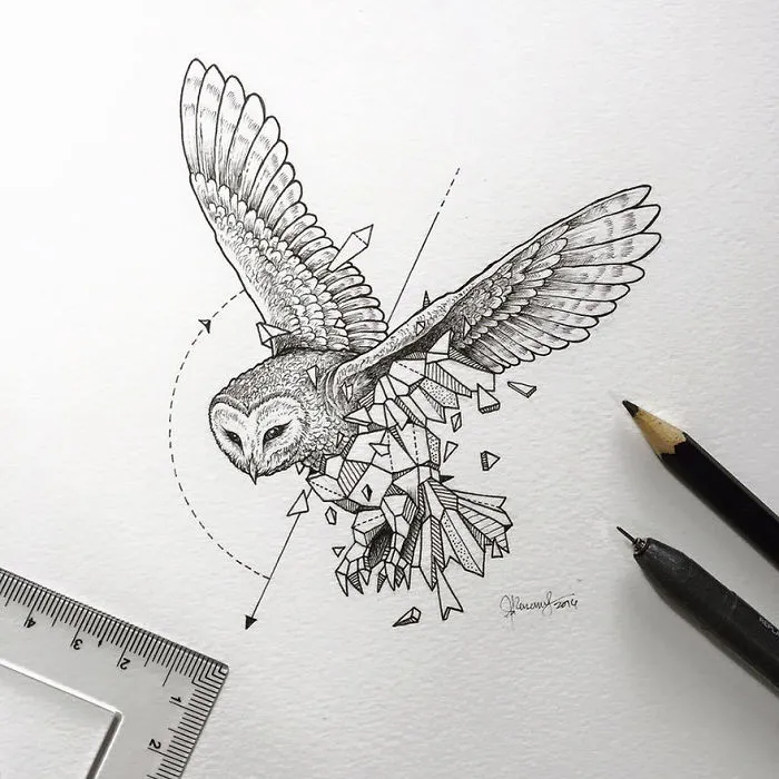 Intricate Drawings Of Wild Animals Fused With Geometric Shapes