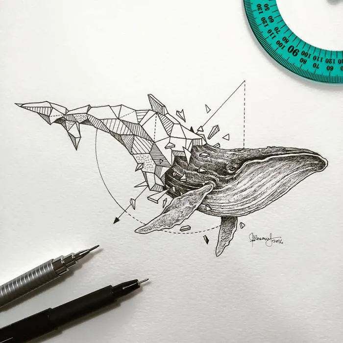 Intricate Drawings Of Wild Animals Fused With Geometric Shapes