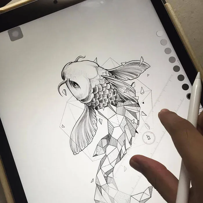 Intricate Drawings Of Wild Animals Fused With Geometric Shapes