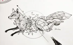 Intricate Drawings Of Wild Animals Fused With Geometric Shapes