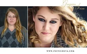 Woman Before And After Make-up And Hairtstyle Transformation