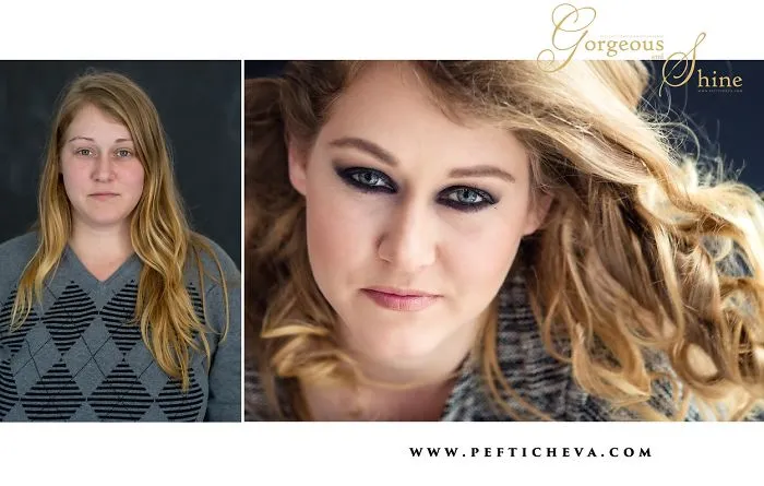 Woman Before And After Make-up And Hairtstyle Transformation