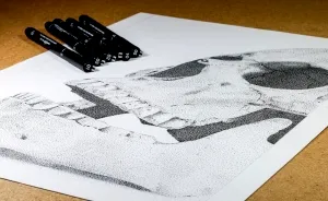 I Drew A Detailed Skull Drawing Using The Stippling Technique