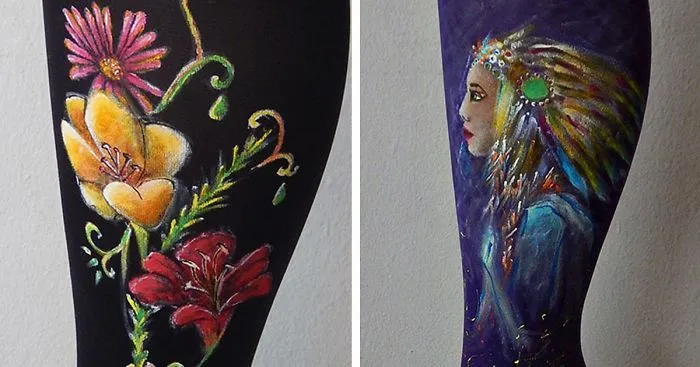 Instead Of Canvas, I Use Women's Tights For Painting