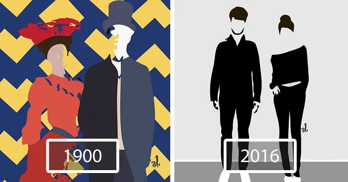 I Illustrated The Western Fashion Eras From 1900 To 2016