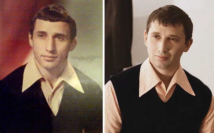 Father And Son. Same Age, Same Shirt