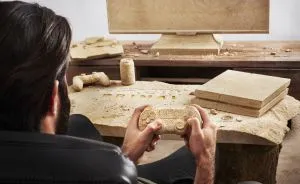 My Friend Lives As A Caveman Since He Carved His Living Room Furniture And Items From Stone