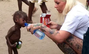 Heartbreaking Moment When A 2-Year-Old Left To Die Is Given Water In Nigeria
