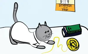 Science Cat Works On String Theory