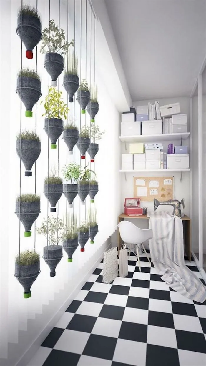 Hanging Cut Bottle Herb Garden