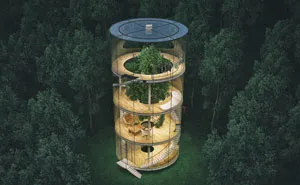 Stunning Tubular Glass House Built Around Tree
