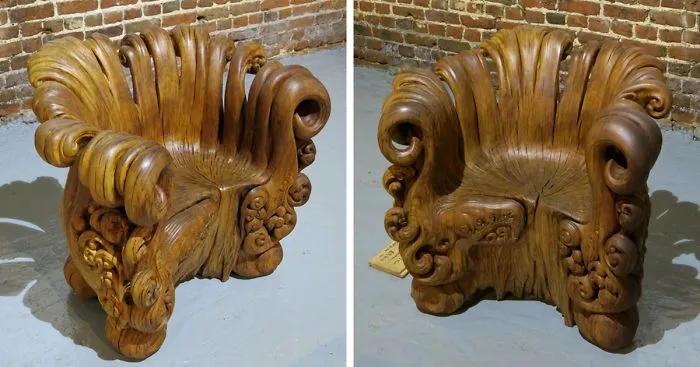 Stunning Chair Carved From A Single Oak Stump By Alex Johnson (10 Pics)