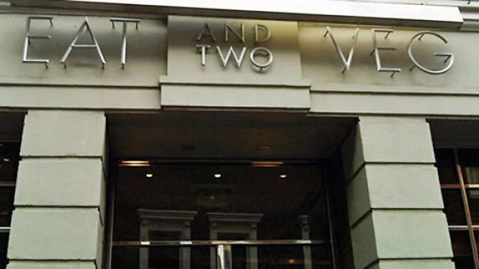 Restaurant sign ‘EAT AND TWO VEG’