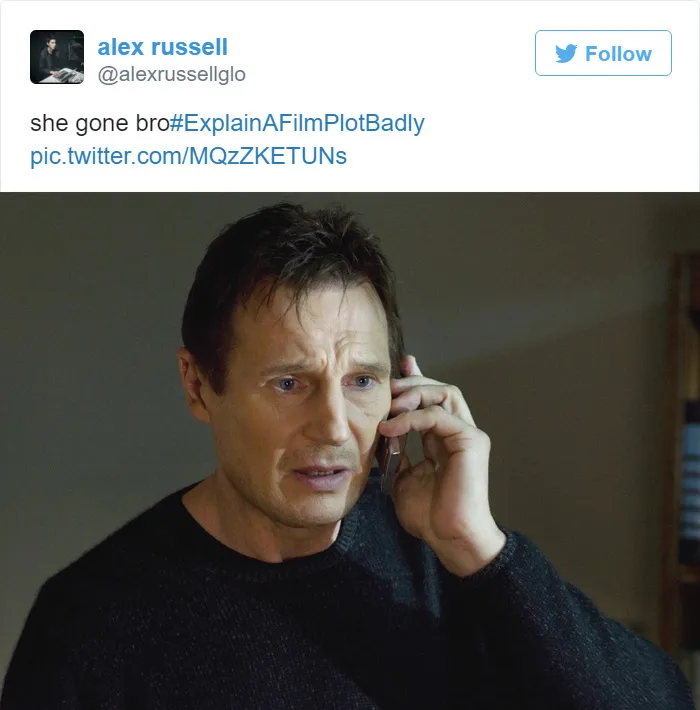 Tweet explaining Taken, Bryan on the phone 
