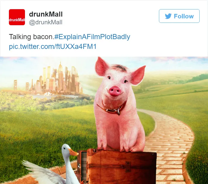Tweet explaining Babe with movie poster 