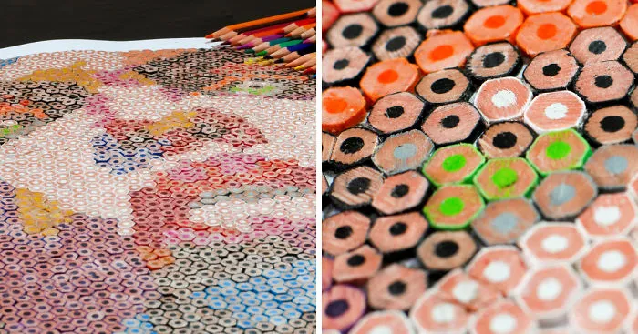 I Created A Unique Mosaic Made Of Colored Pencils