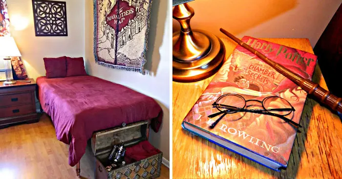 I Created A Harry Potter Themed Room, Complete With A Light That Turns On When You Say 'Lumos'