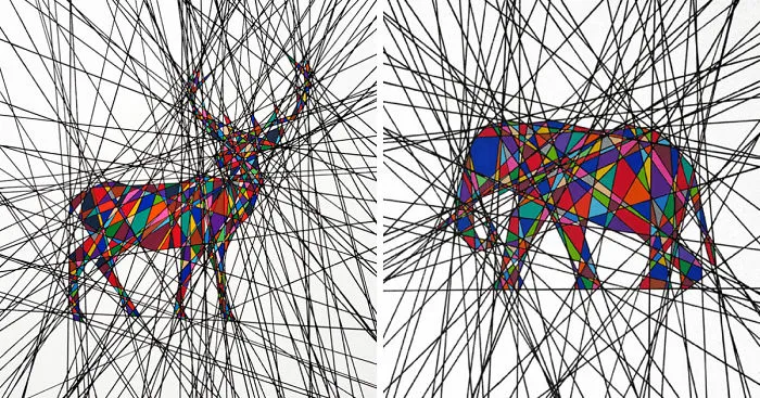 Beauty Within Chaos: I Draw Animals Where Lines Intersect