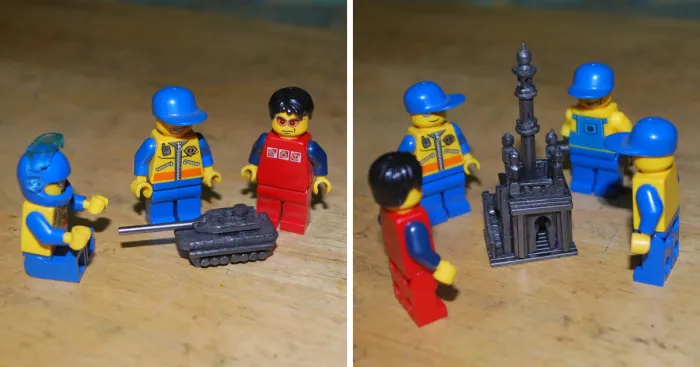 I Create Dioramas Using Pencil Graphite Sculptures And Lego Toys