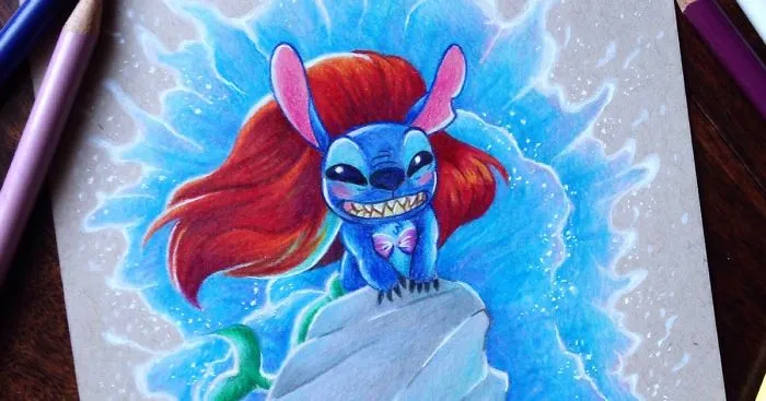 Stitch Invades Various Disney Movies In My Drawings