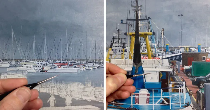 It Took Me 400 Hours To Complete This Hyper-Realistic Painting Of Brixham Harbour