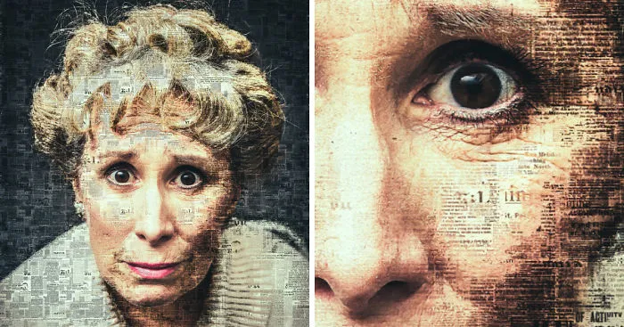 I Use Newspapers To Create Portraits That Depict Communication During WWII