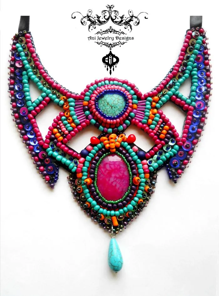 I Make Tribal Neon Graffiti  Super Colored  Bead Embroidery Art For People To Wear It Happily