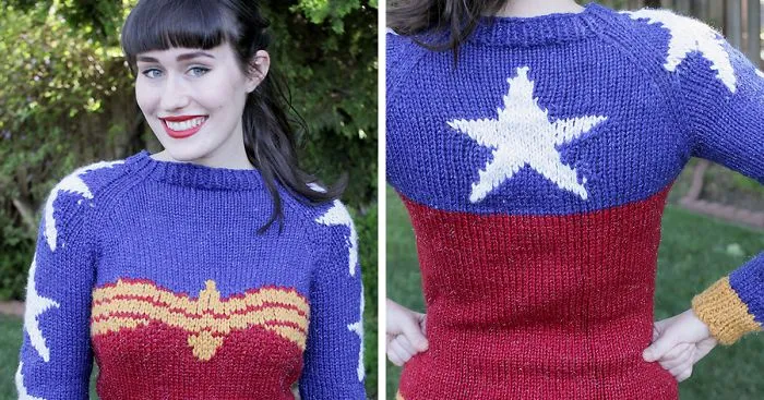 Knitted Wonder Woman Sweater That'll Make You Look Super