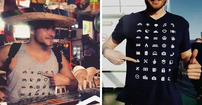 Traveller T-Shirt With 40 Icons Lets You Communicate In Any Country Even If You Don't Speak Its Language
