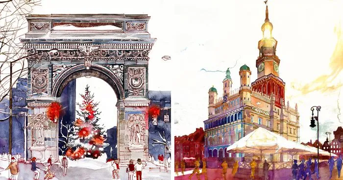New Architectural Watercolors By Polish Architect Maja Wrońska