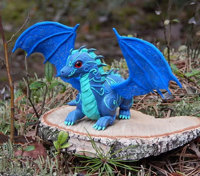Blue Dragon Figurine, Fantasy Animal