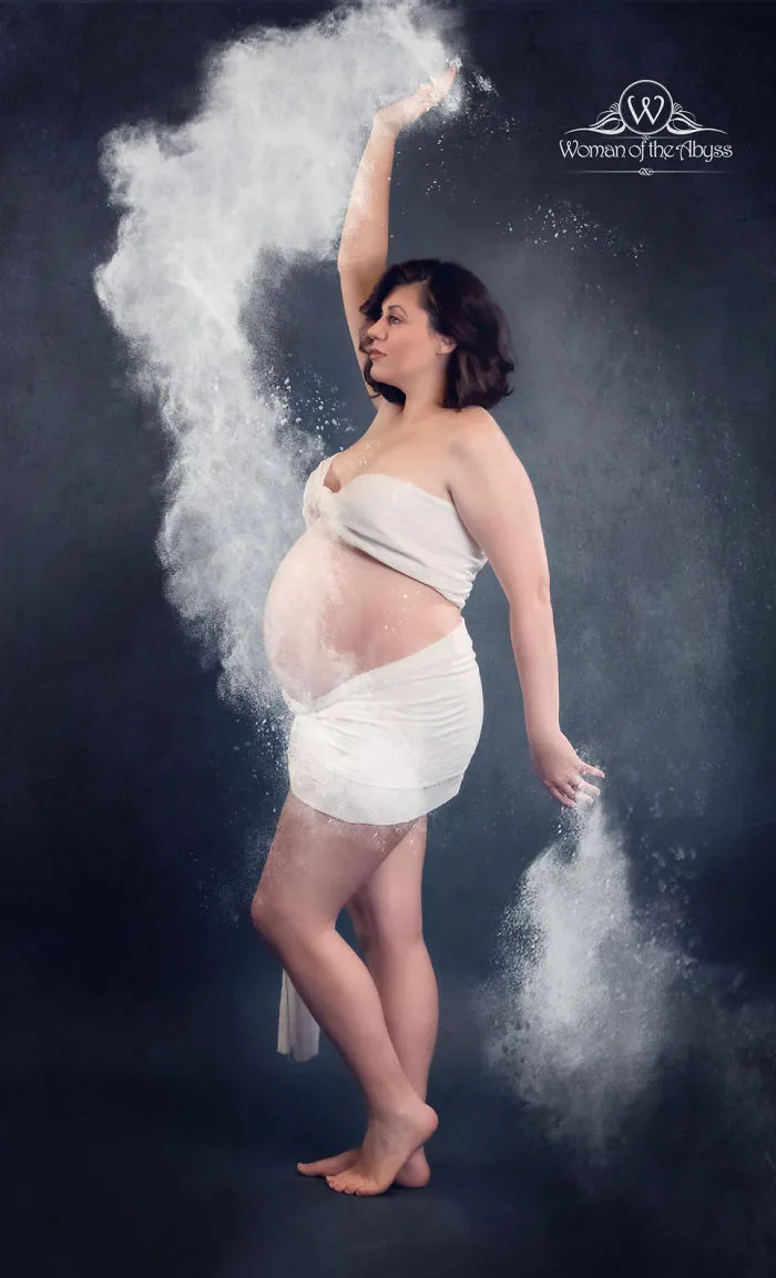 Creative Maternity Self-portraits Using Flour
