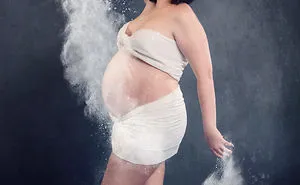 Creative Maternity Self-portraits Using Flour