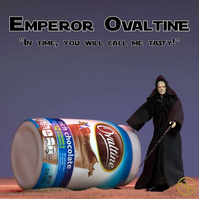 Emperor Palpatine + Chocolate Powder = Emperor Ovaltine
