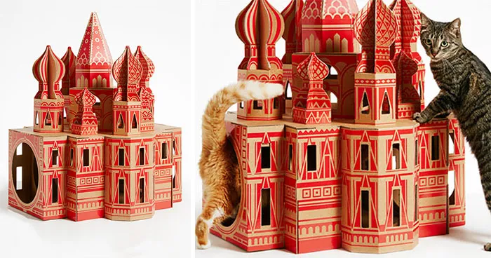 7 Cardboard Cat Houses Inspired By Famous Architectural Landmarks