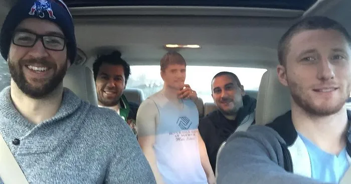 Fiance Wouldn't Let Guy Go On Birthday Trip So Friends Took Him Anyway...As A Cardboard