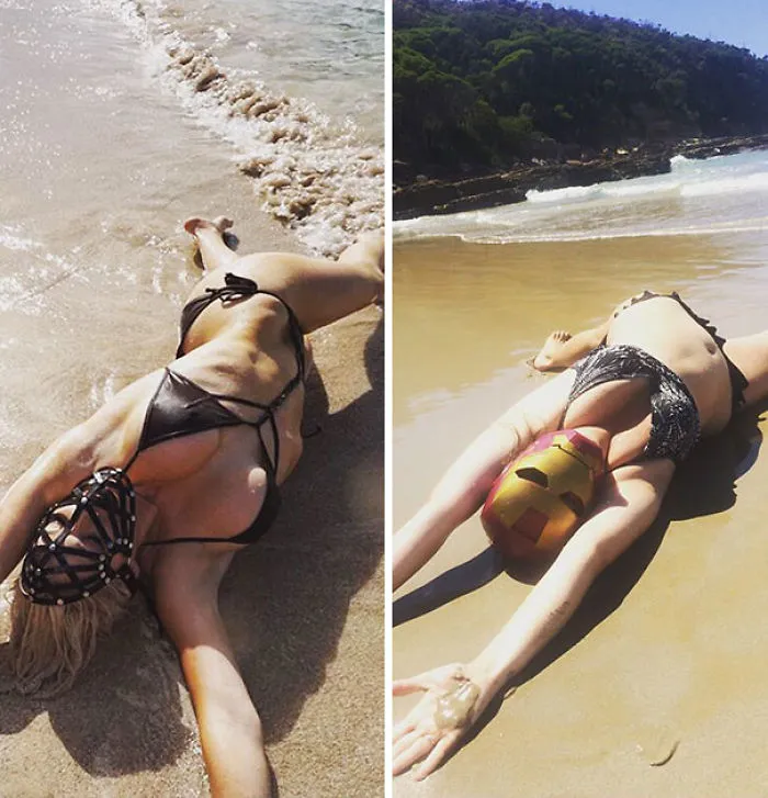Put On A Gimp And Iron Man Mask And Lie In The Sand