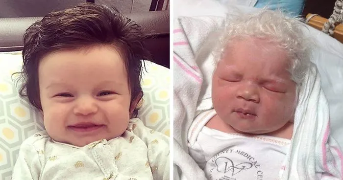 Parents Share Pics Of Babies Born With Full Heads Of Hair (50 Pics)