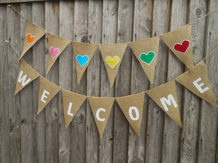 Burlap Banner Fence Decor