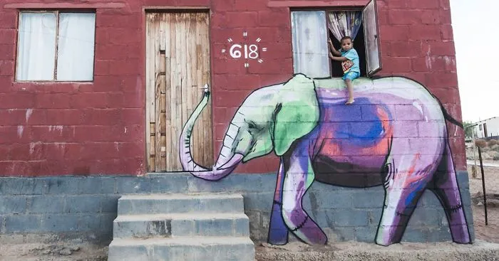 Elephant Street Art In South African Villages To Give People Hope (11+ Pics)