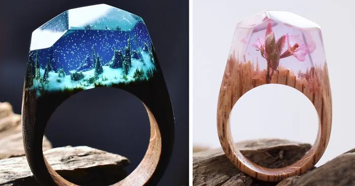 Miniature Worlds Inside Wooden Rings By Secret Wood